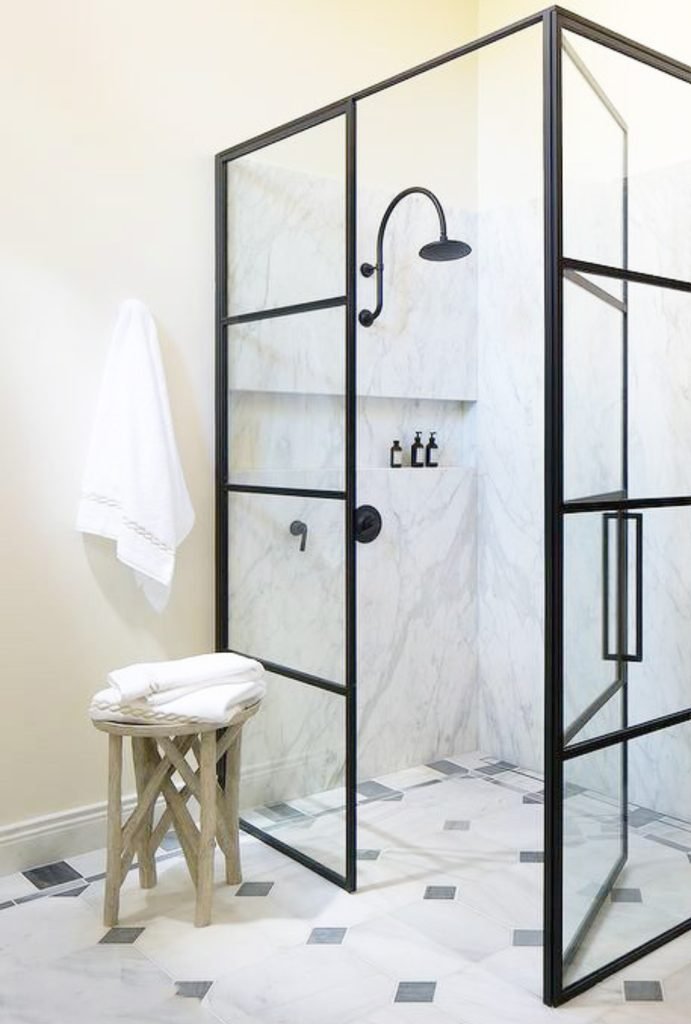Shower door design with handle