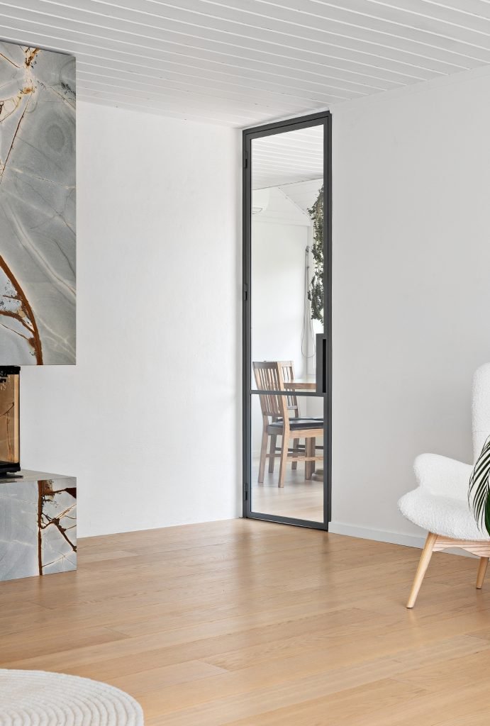Glassdør med metallramme