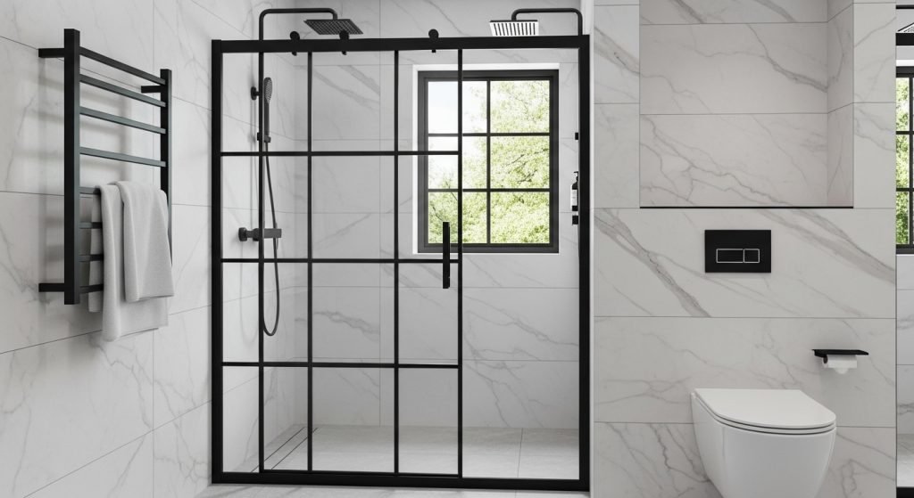 skyvedør-til-dusj-aluminium-og-glass skyvedør til dusjnisje