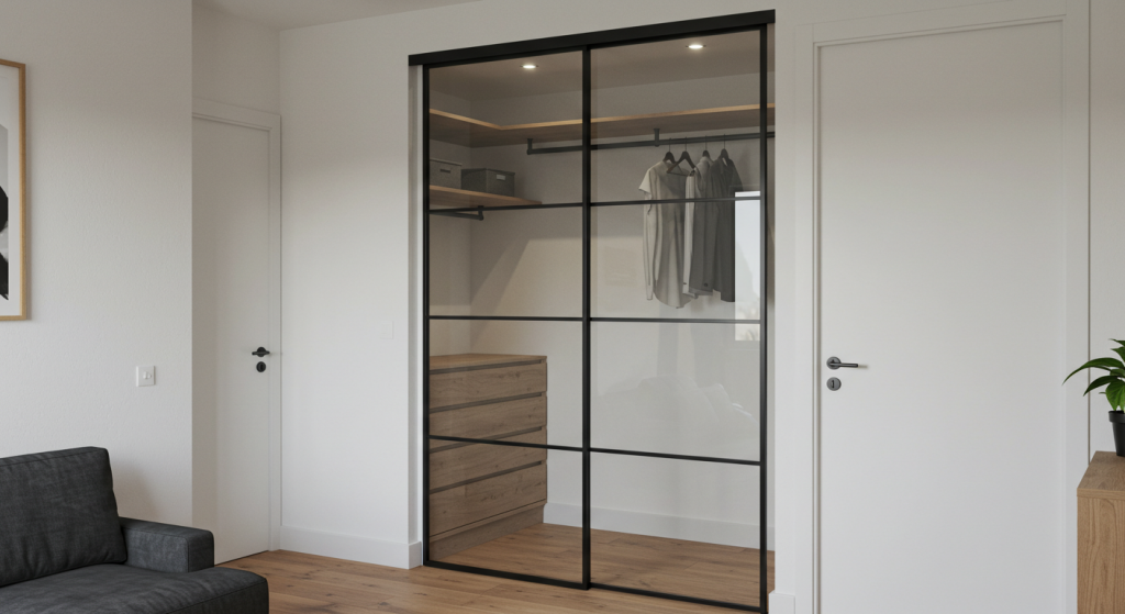 skyvedører-i-metall-og-glass-garderobe-glass-skyvedør