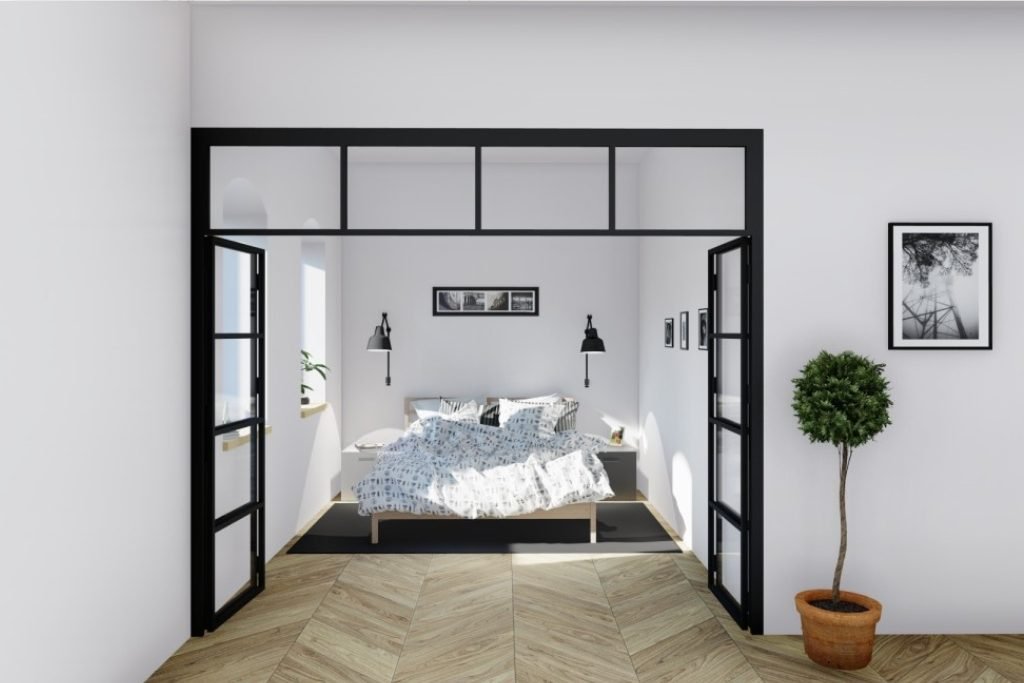Svart foldedør med glass – moderne og funksjonell aluminium foldedør for industriell bruk.