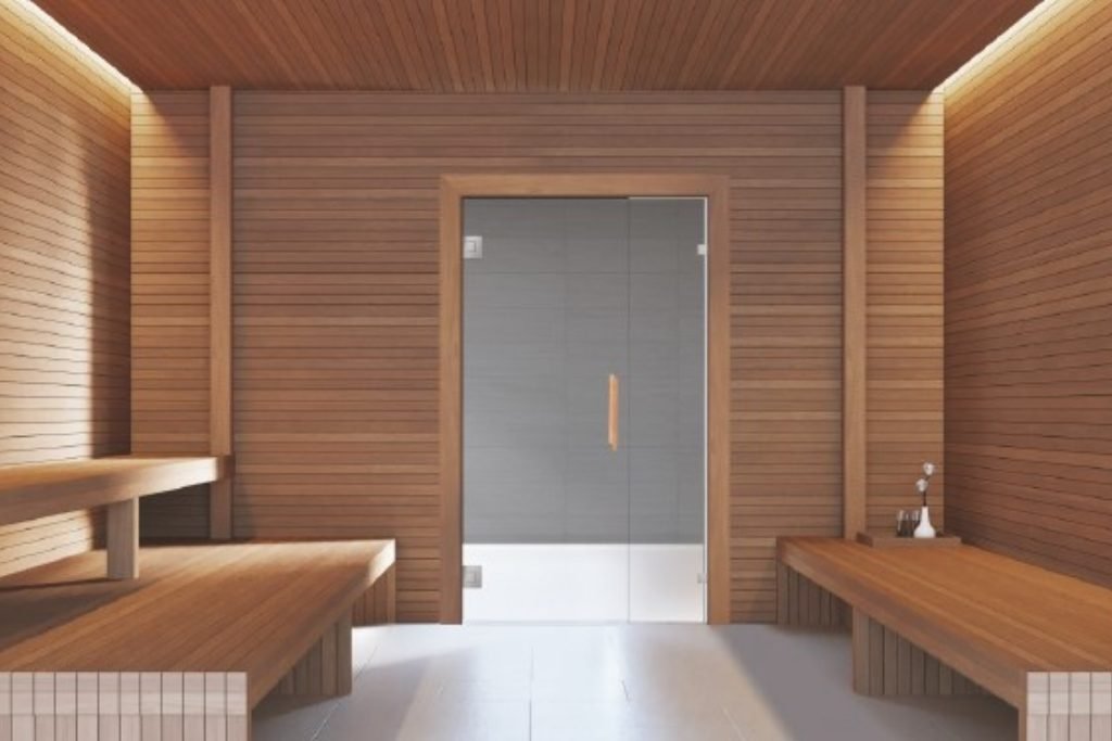 Sauna dør med sidevegg i glass