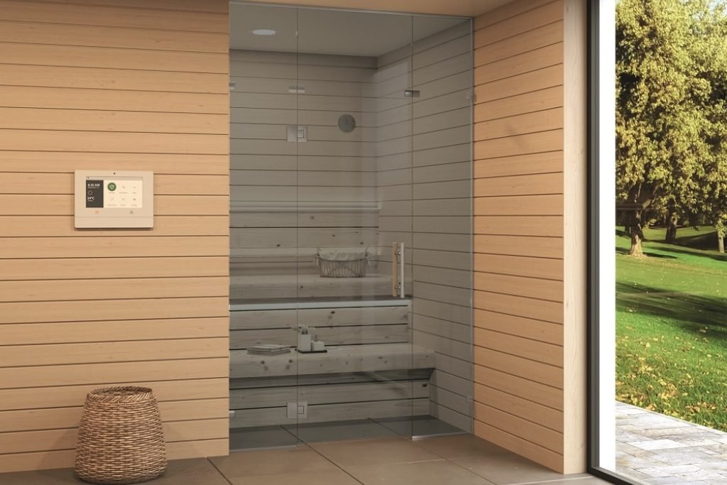 Sauna dør med grått glass